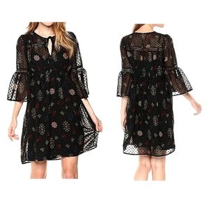 NWOT Lucky Brand Floral A-Line Clip Dot Mini Dress